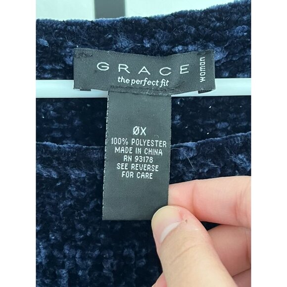 EUC Grace Womens Navy Chenille Sweater - Picture 3 of 5